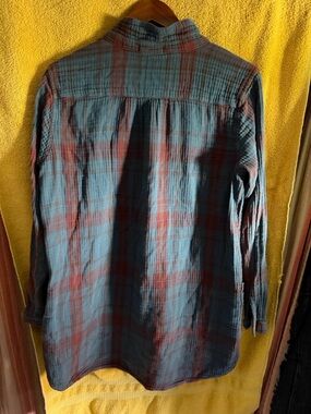 Free People Blue and Red Plaid Tunic Top